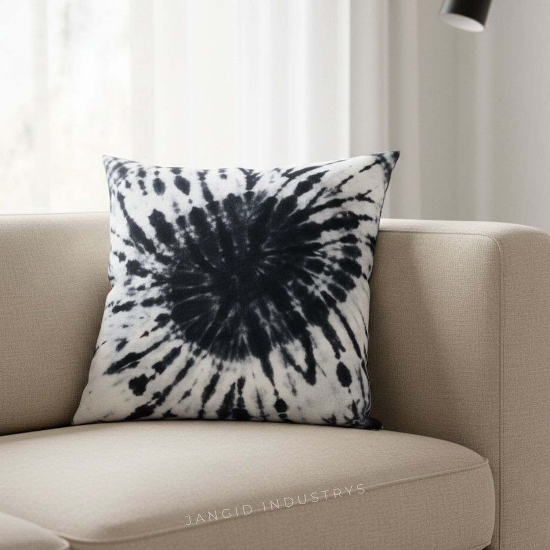 JANGID INDUSTRYS™ Spiral Shibori Tie Dye Cotton Duck Cushion Cover