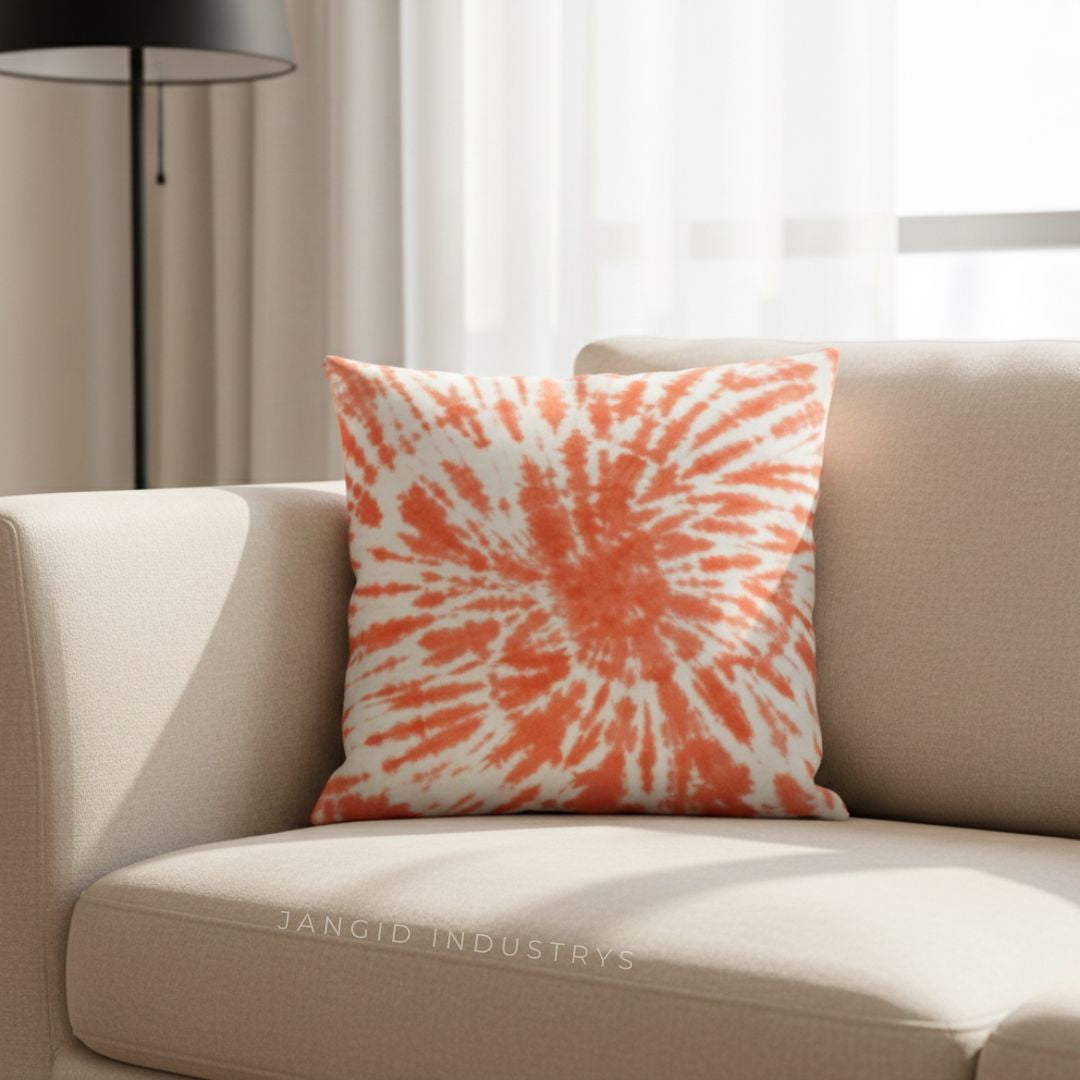 JANGID INDUSTRYS™ Spiral Shibori Tie Dye Cotton Duck Cushion Cover