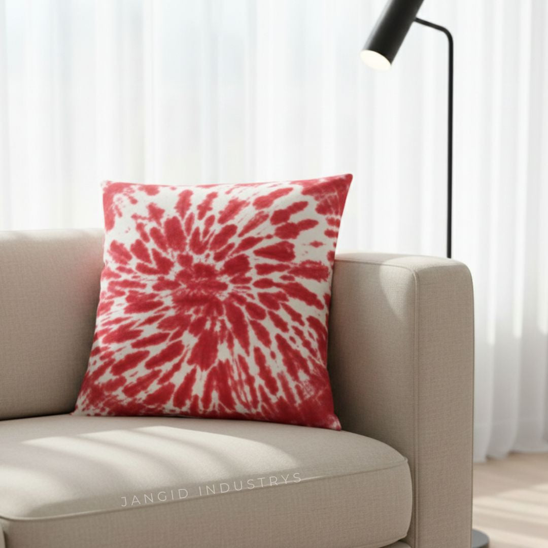 JANGID INDUSTRYS™ Spiral Shibori Tie Dye Cotton Duck Cushion Cover