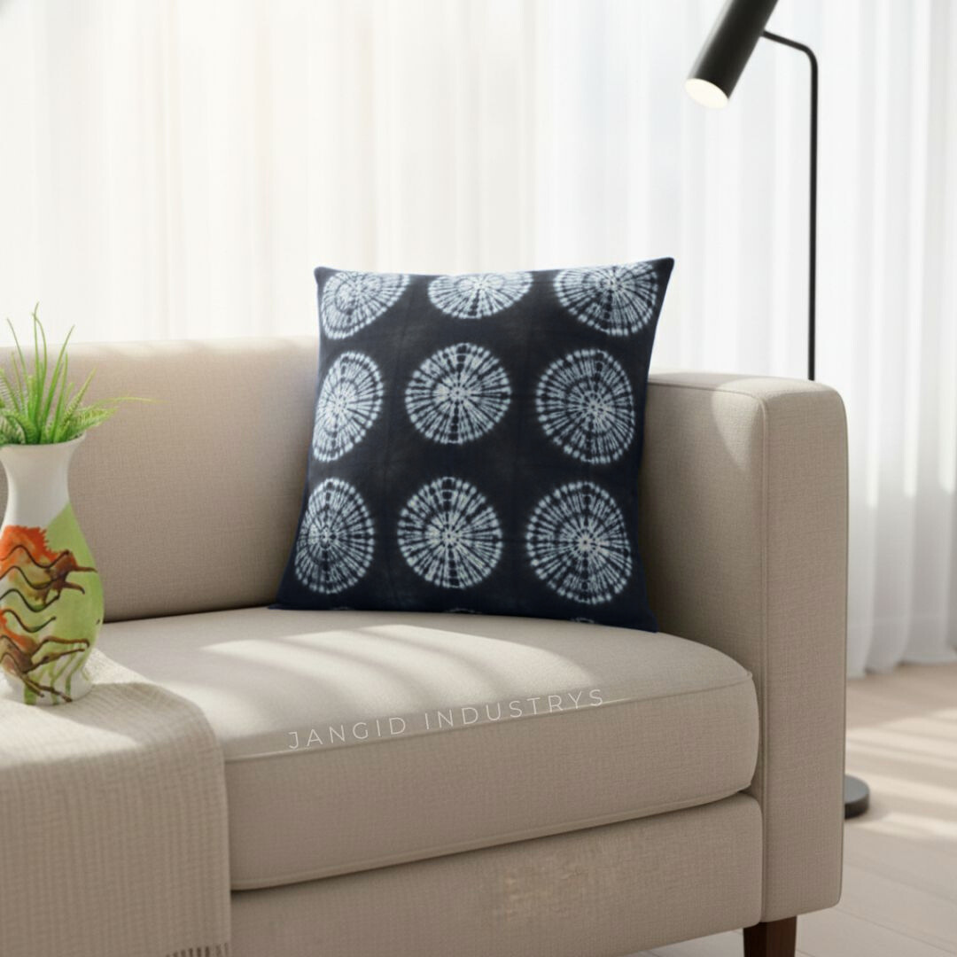 JANGID INDUSTRYS™ Multi-Starburst Shibori Tie Dye Cotton Duck Cushion Cover