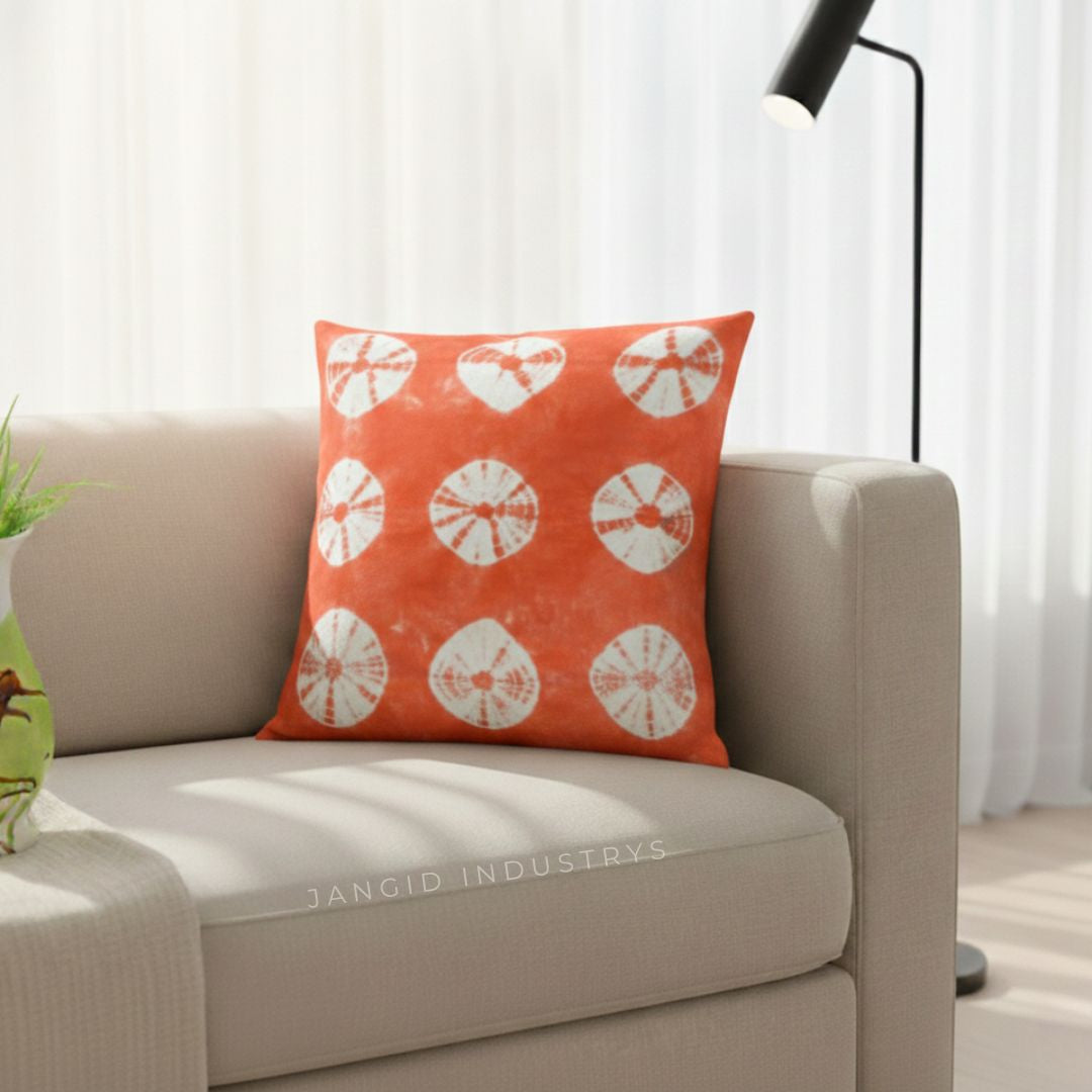 JANGID INDUSTRYS™ Multi-Starburst Shibori Tie Dye Cotton Duck Cushion Cover