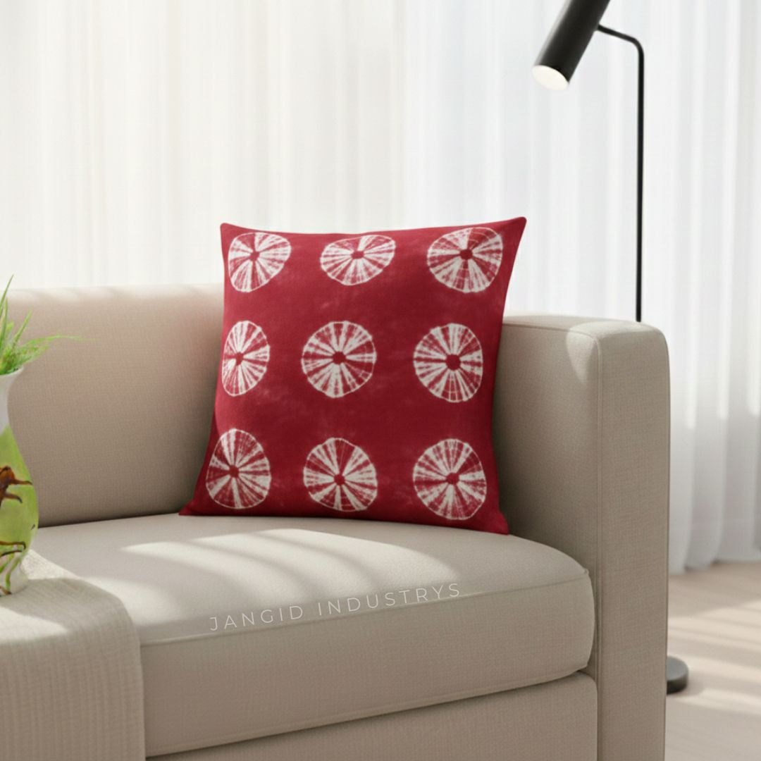 JANGID INDUSTRYS™ Multi-Starburst Shibori Tie Dye Cotton Duck Cushion Cover