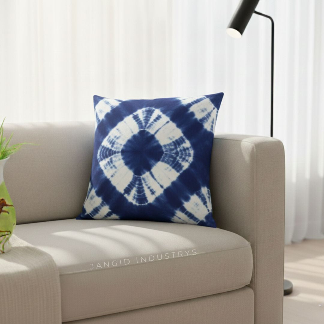 JANGID INDUSTRYS™ Diamond Mandala Shibori Tie Dye Cotton Duck Cushion Cover