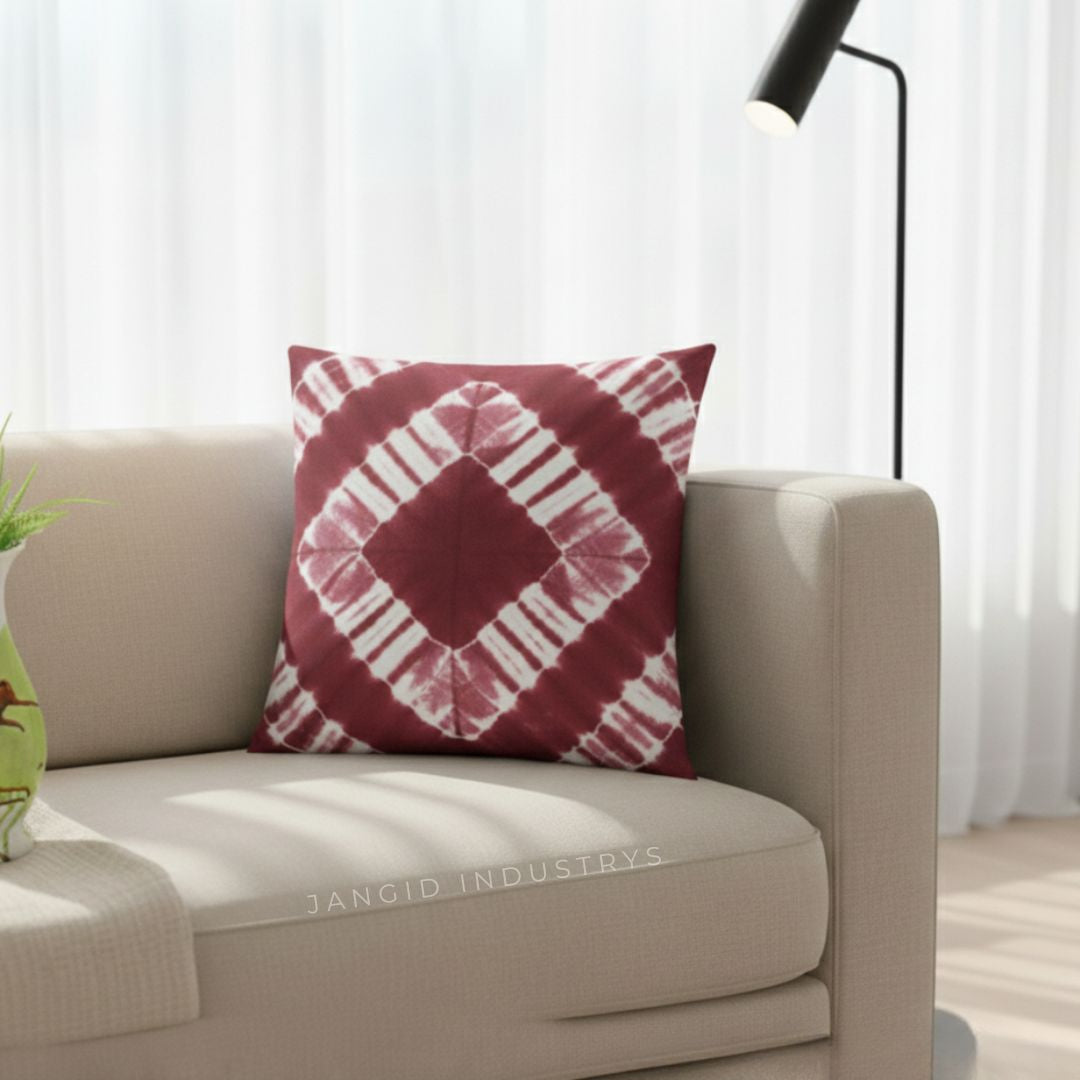 JANGID INDUSTRYS™ Diamond Mandala Shibori Tie Dye Cotton Duck Cushion Cover