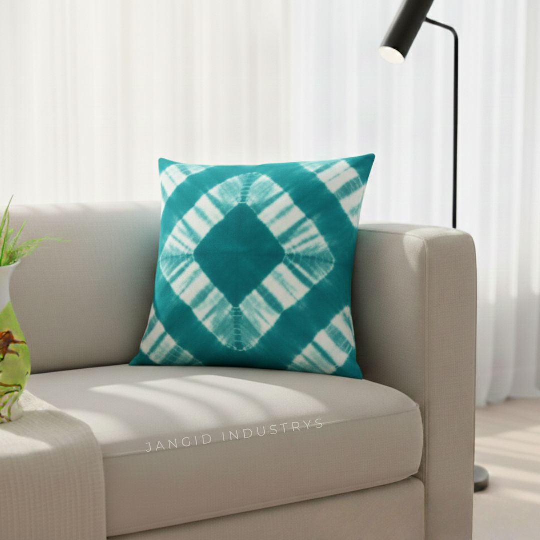 JANGID INDUSTRYS™ Diamond Mandala Shibori Tie Dye Cotton Duck Cushion Cover