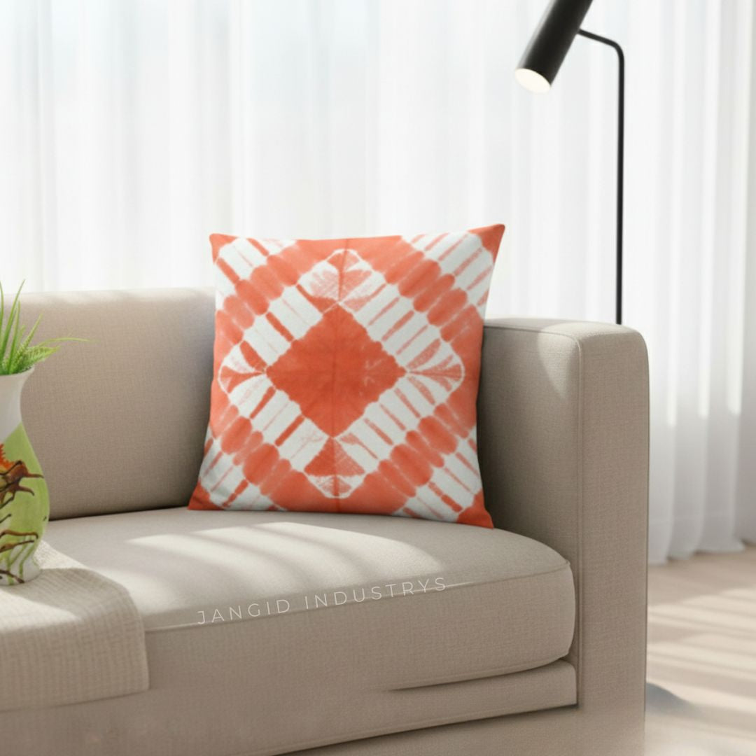 JANGID INDUSTRYS™ Diamond Mandala Shibori Tie Dye Cotton Duck Cushion Cover