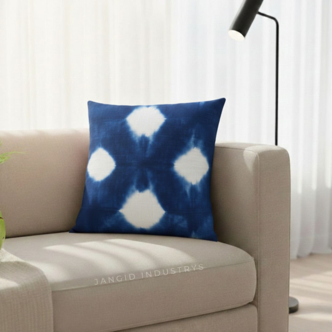 JANGID INDUSTRYS™ Diamond Dot Shibori Tie Dye Cotton Duck Cushion Cover