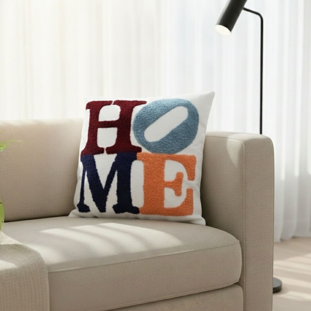 JANGID INDUSTRYS™ HOME Tufted Embroidery Cotton Duck Cushion Cover