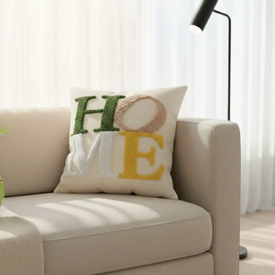 JANGID INDUSTRYS™ HOME Tufted Embroidery Cotton Duck Cushion Cover
