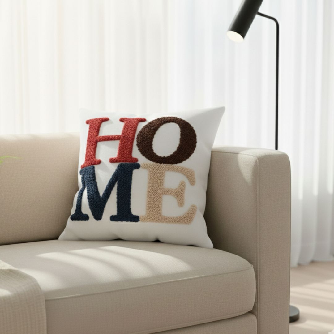 JANGID INDUSTRYS™ HOME Tufted Embroidery Cotton Duck Cushion Cover