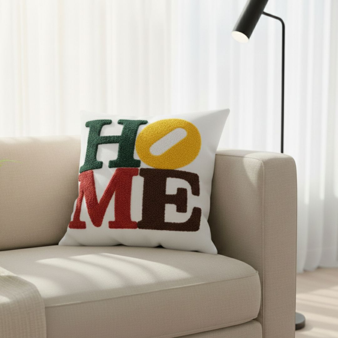 JANGID INDUSTRYS™ HOME Tufted Embroidery Cotton Duck Cushion Cover