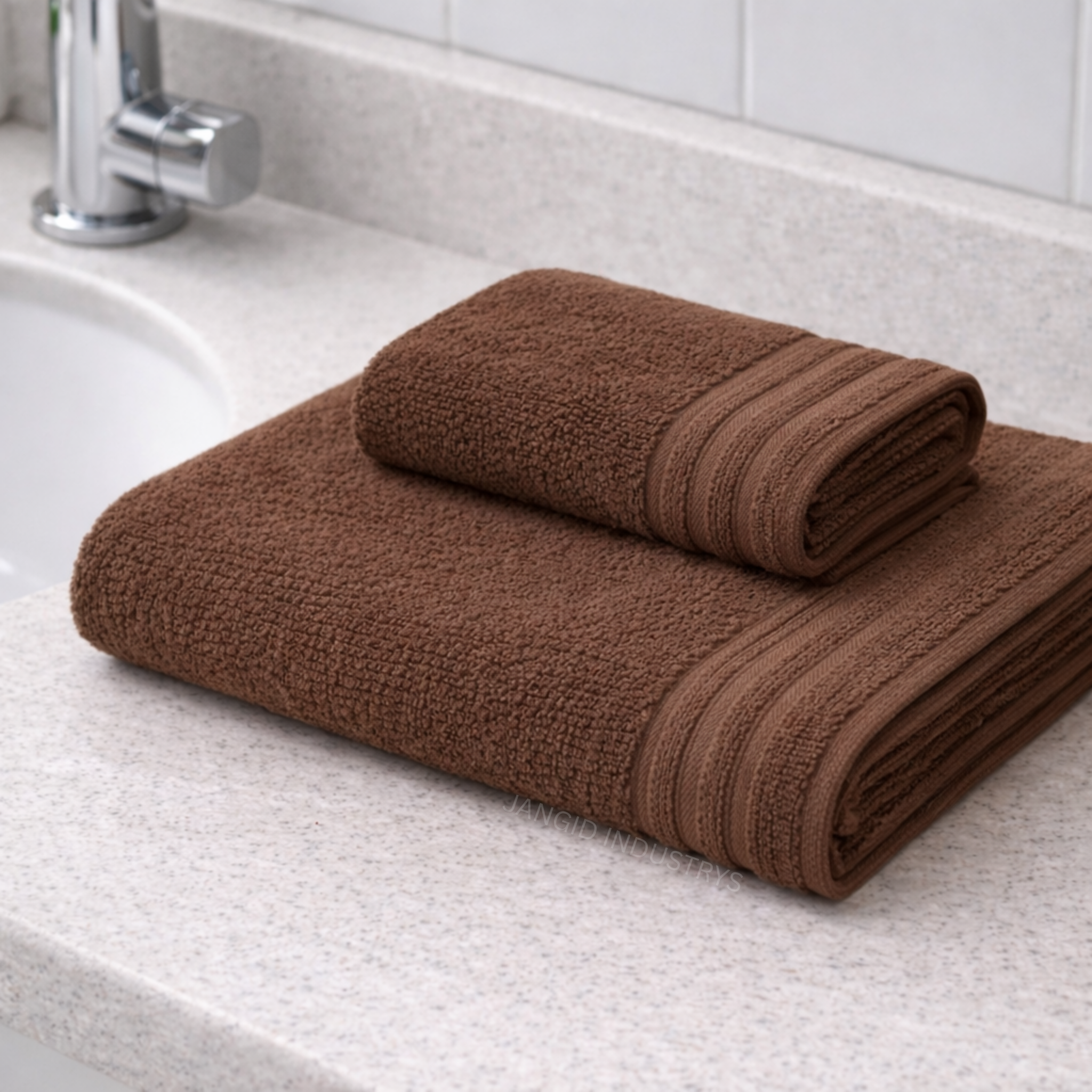 JANGID INDUSTRYS™ Brown Super Soft & Quick Absorbent 1 Bath & 1 Hand 500 GSM Towel Set