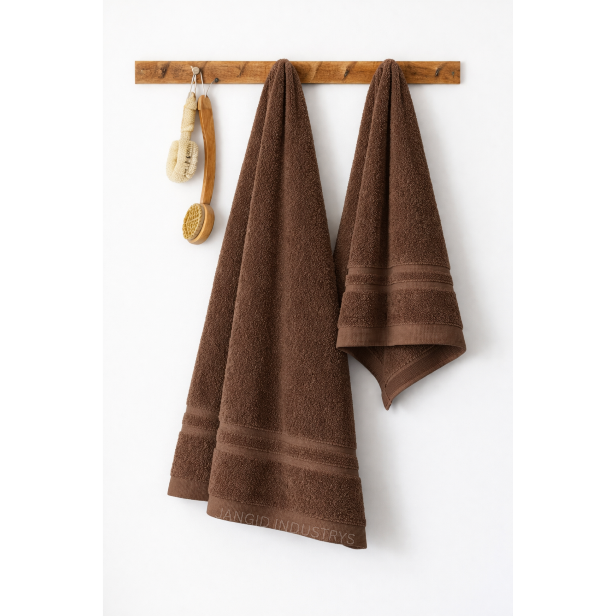 JANGID INDUSTRYS™ Brown Super Soft & Quick Absorbent 1 Bath & 1 Hand 500 GSM Towel Set
