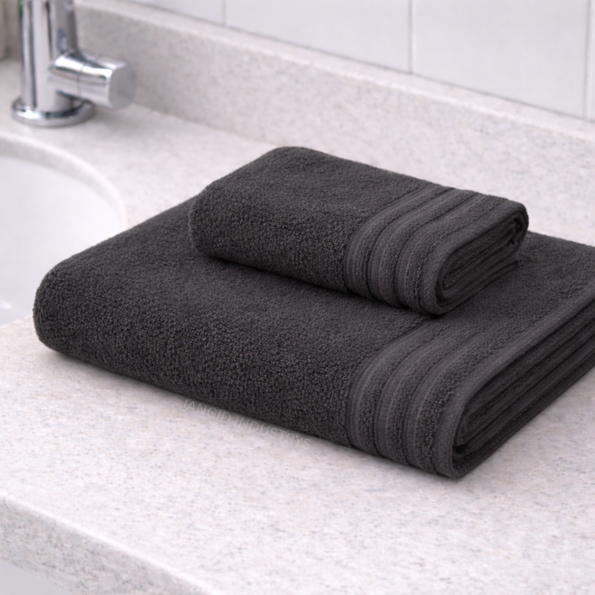 JANGID INDUSTRYS™ Grey Super Soft & Quick Absorbent 1 Bath & 1 Hand 500 GSM Towel Set