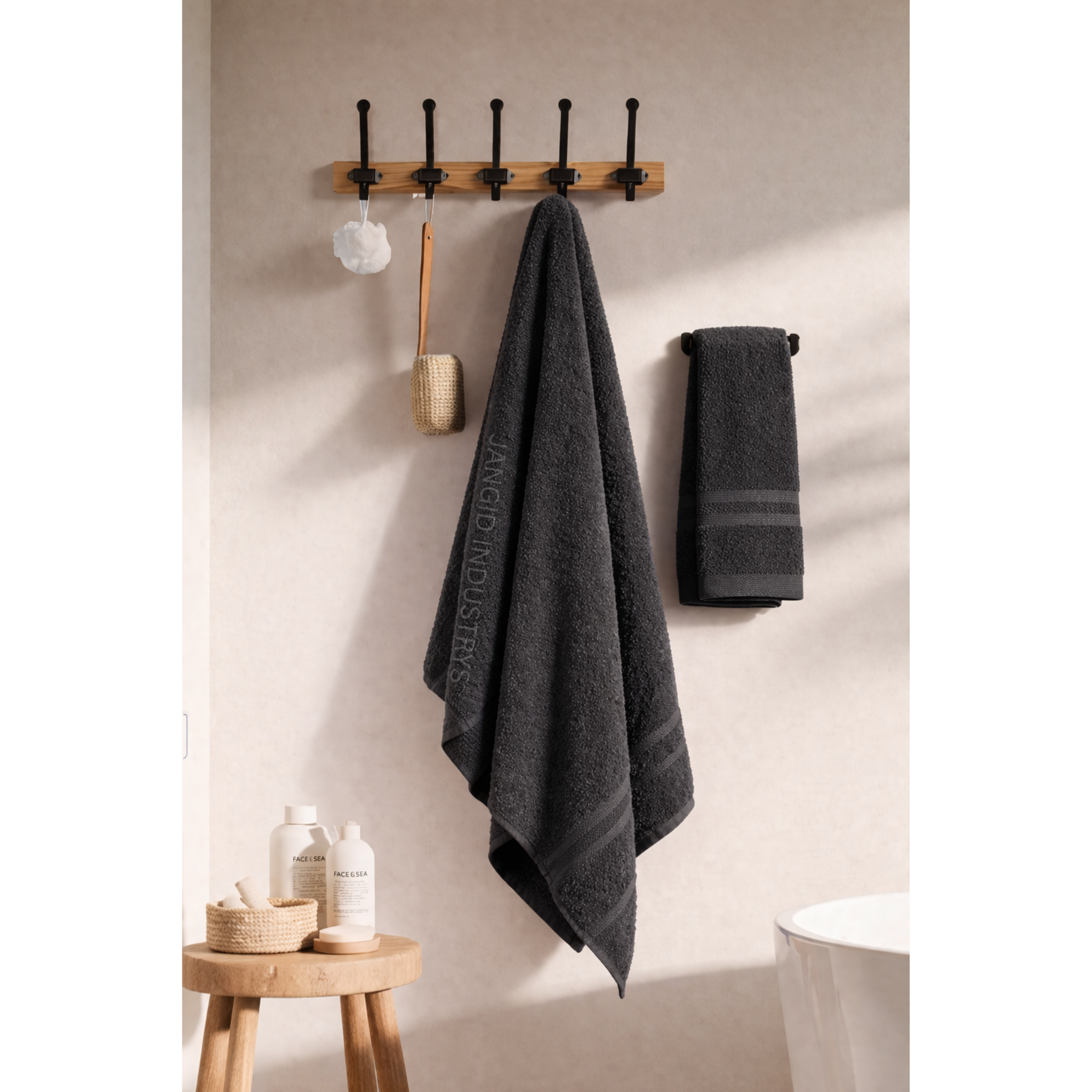 JANGID INDUSTRYS™ Grey Super Soft & Quick Absorbent 1 Bath & 1 Hand 500 GSM Towel Set