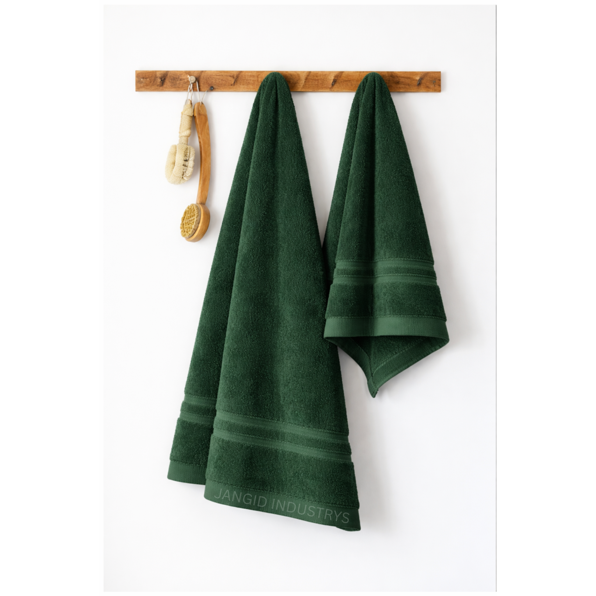 JANGID INDUSTRYS™ Green Super Soft & Quick Absorbent 1 Bath & 1 Hand 500 GSM Towel Set