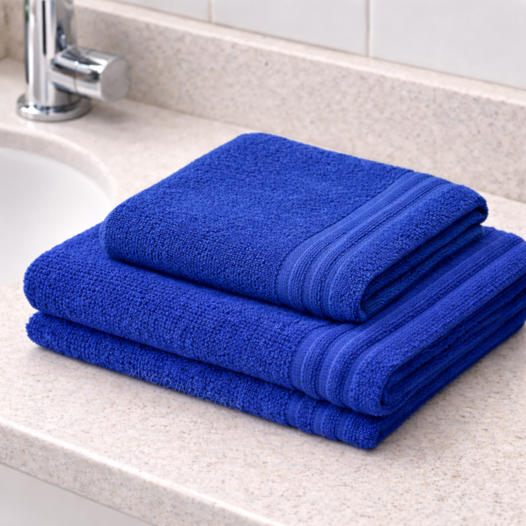 JANGID INDUSTRYS™ Navy Blue Super Soft & Quick Absorbent 1 Bath & 1 Hand 500 GSM Towel Set
