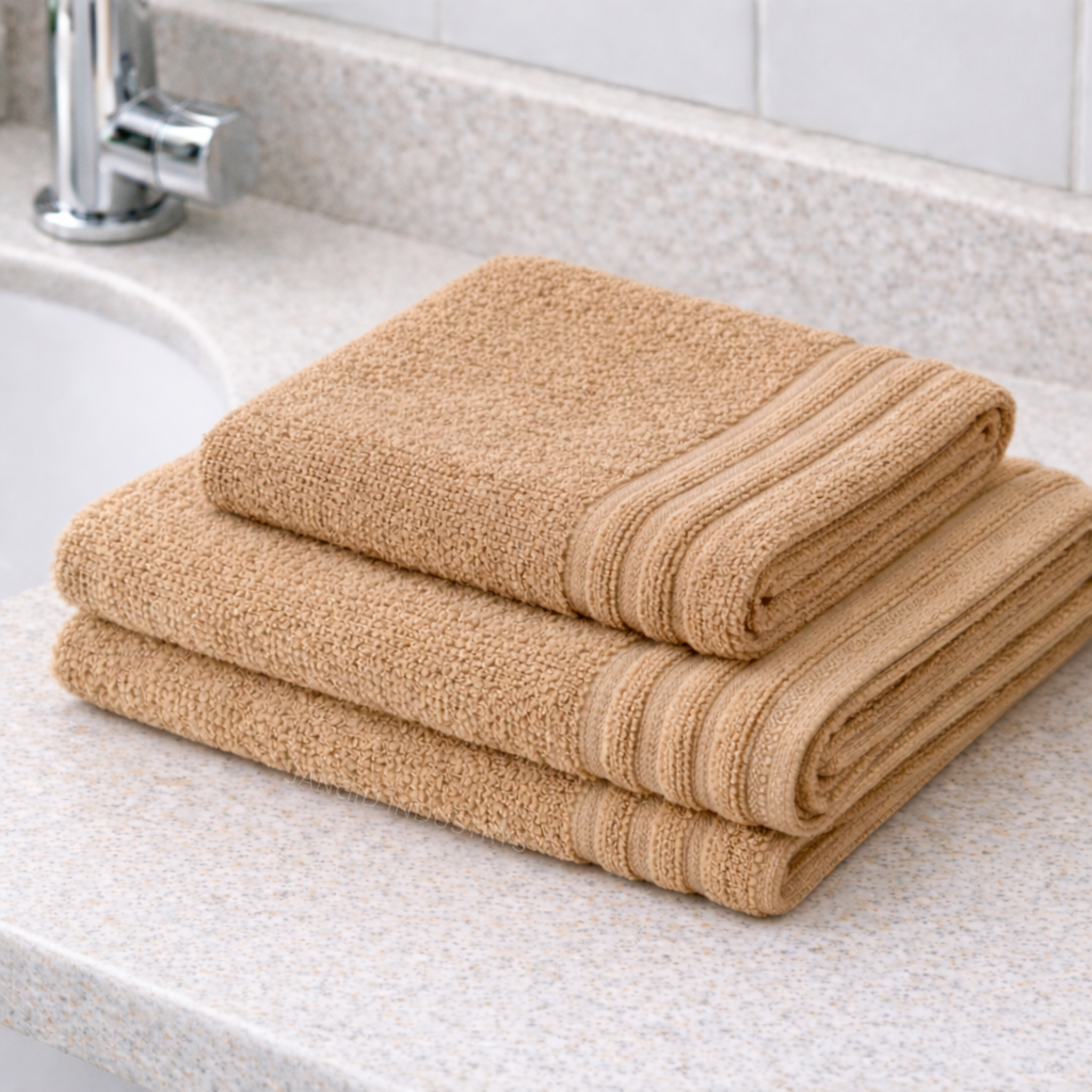 JANGID INDUSTRYS™ Beige Super Soft & Quick Absorbent 1 Bath & 1 Hand 500 GSM Towel Set