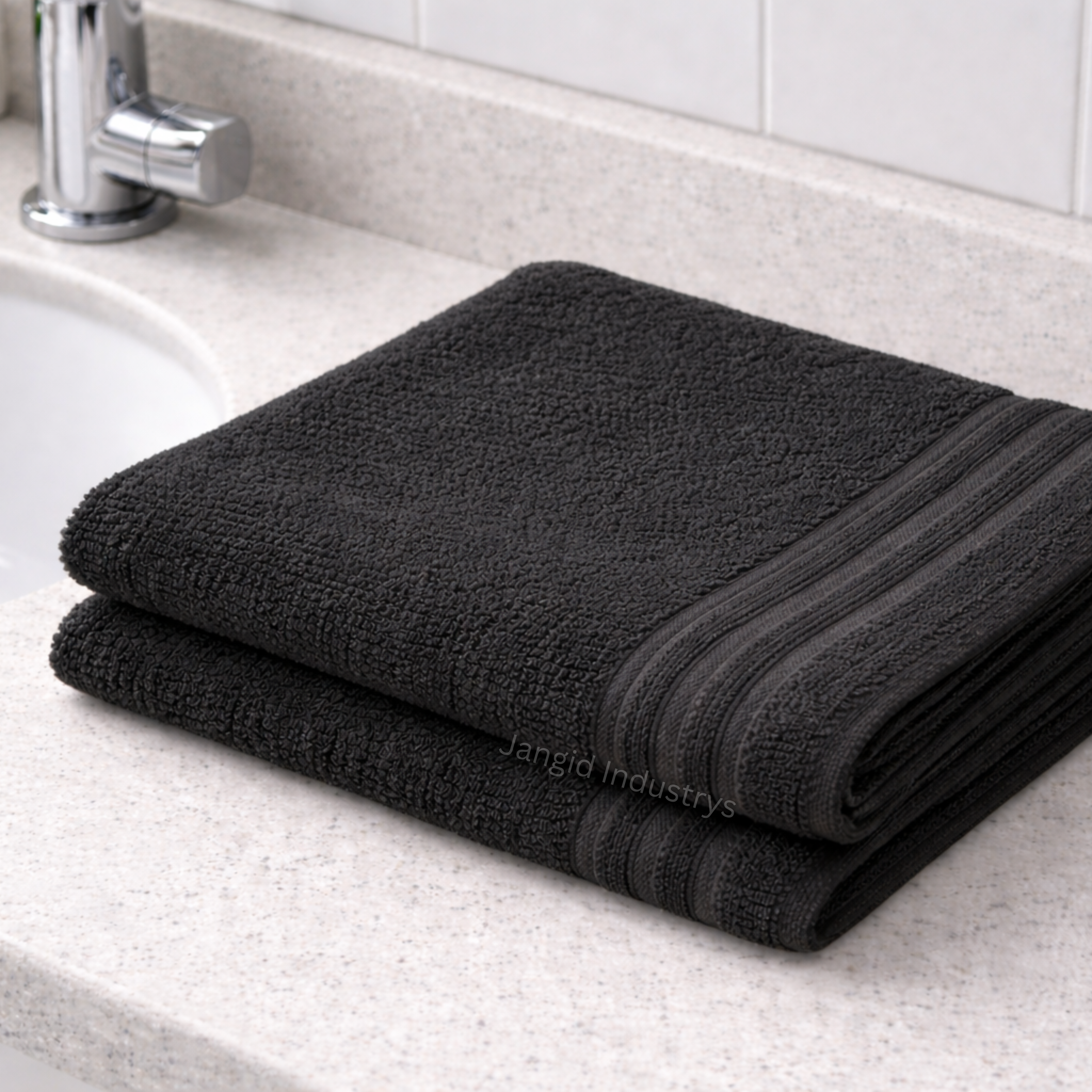 JANGID INDUSTRYS™ Dark Grey Terry Cotton Towels for Bath 500 GSM