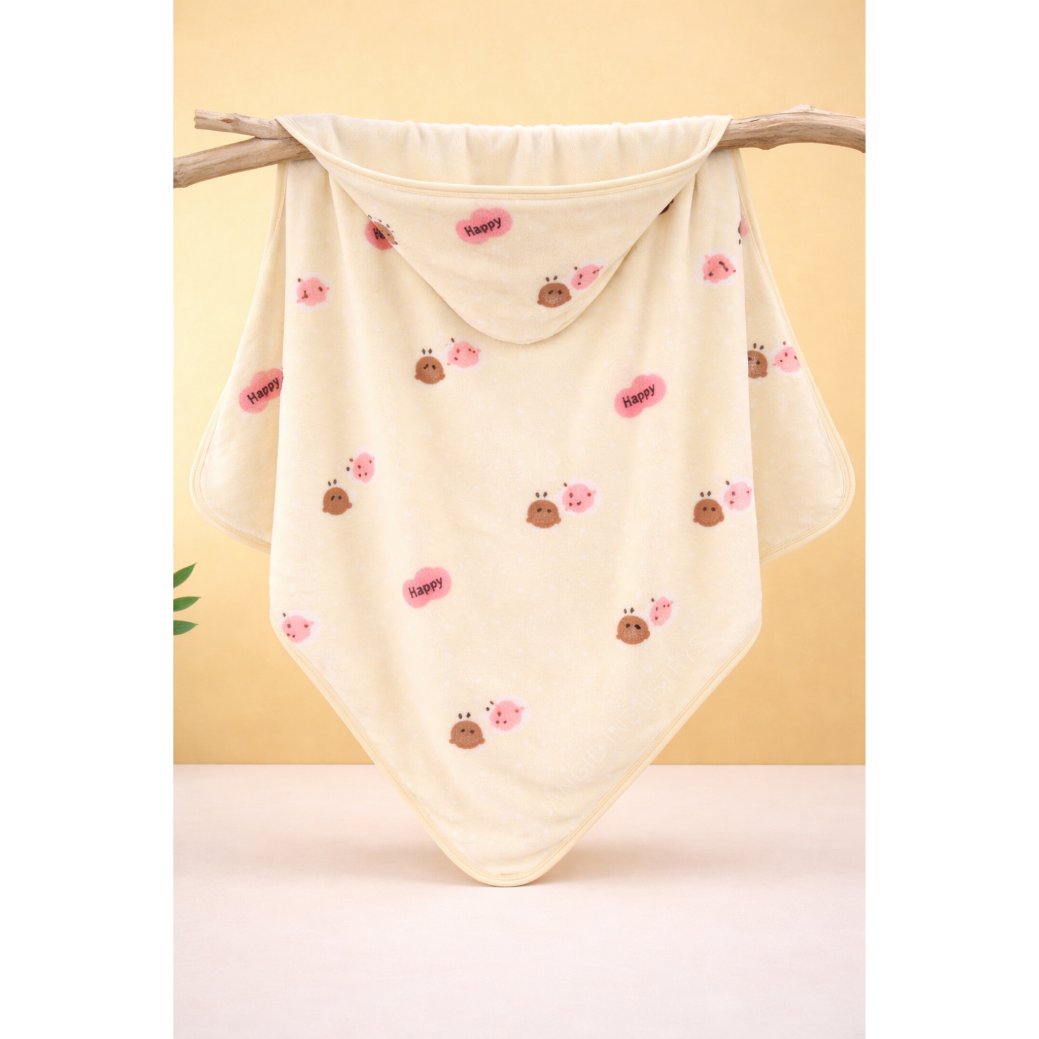 JANGID INDUSTRYS™ Light Beige Marble Print HappyHood Baby Bath Towel