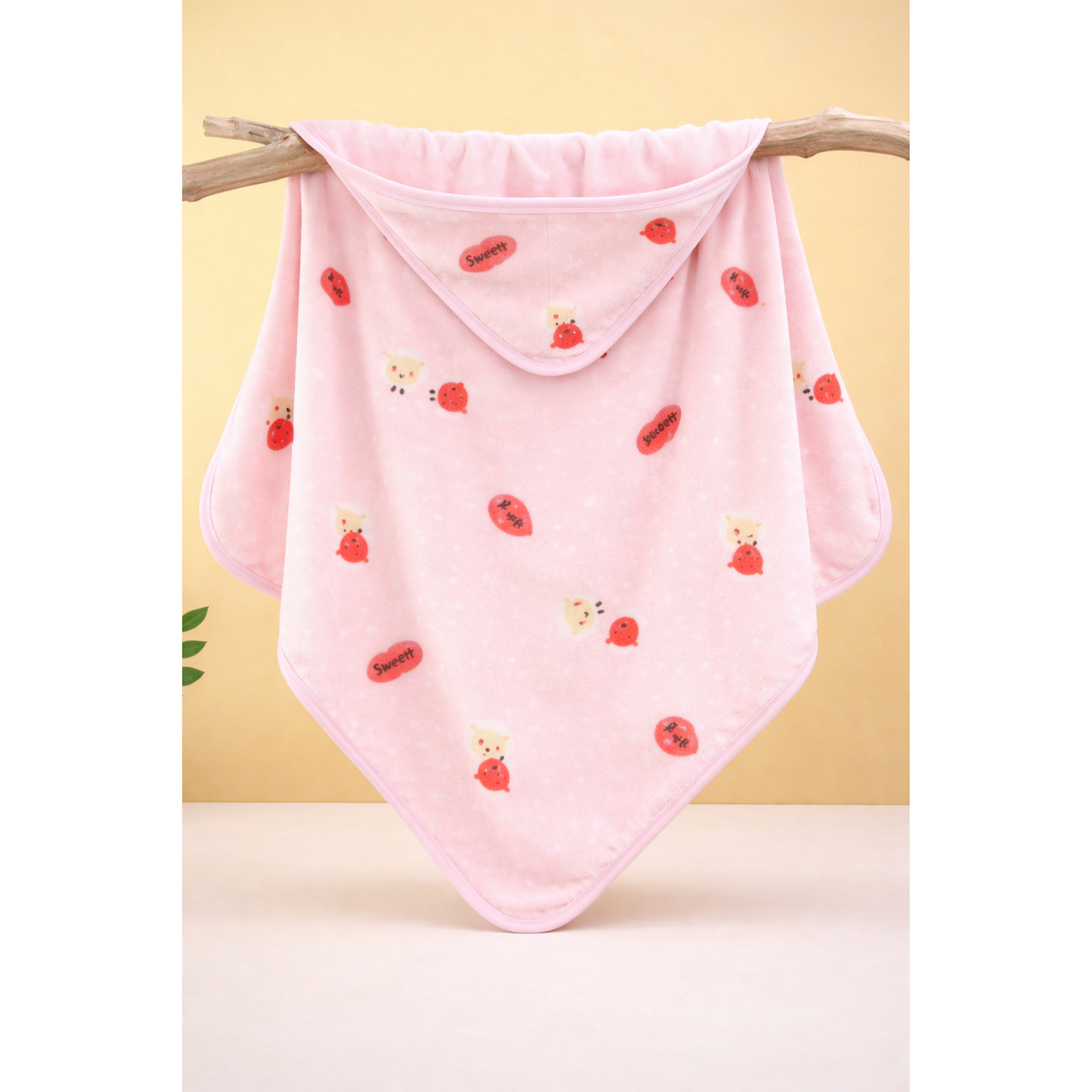 JANGID INDUSTRYS™ Baby Pink Marble Print HappyHood Baby Bath Towel