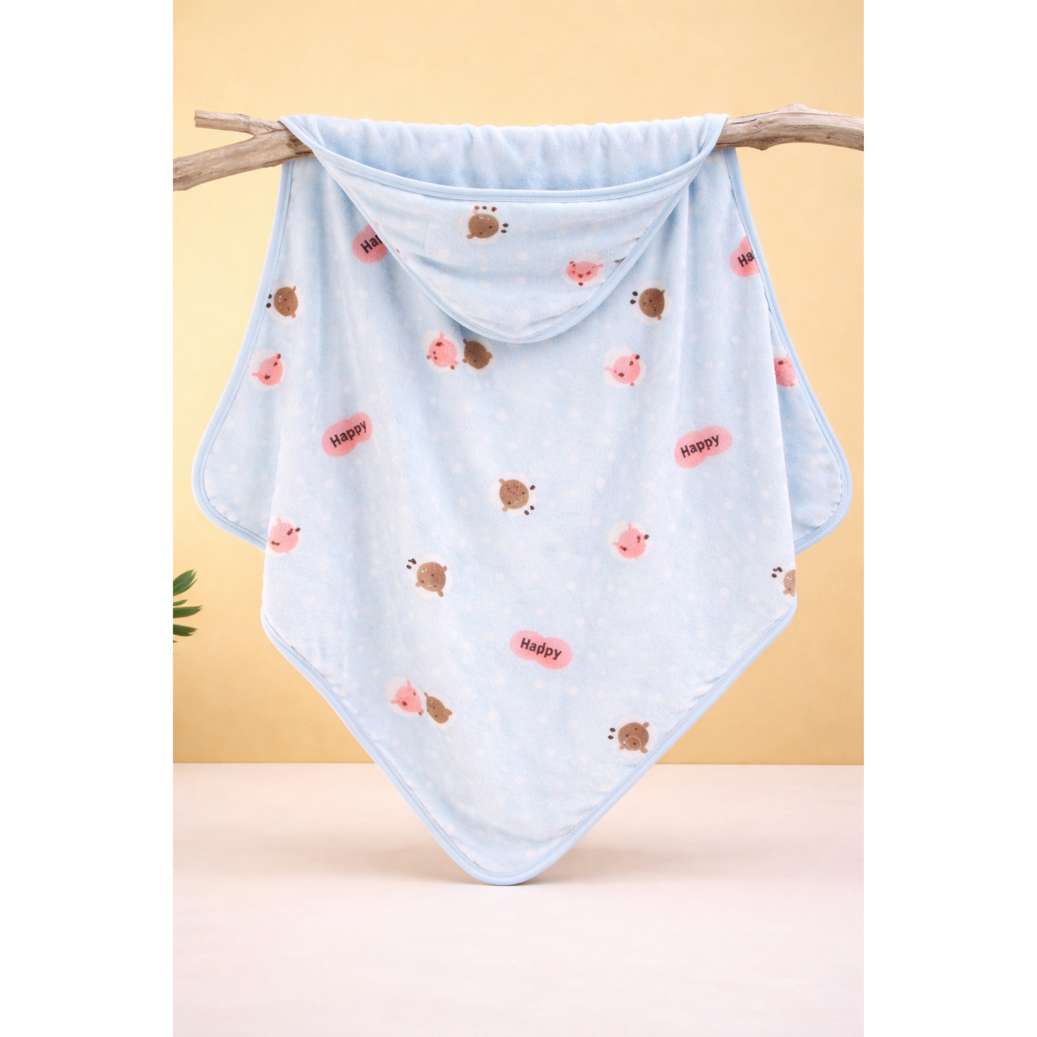 JANGID INDUSTRYS™ Pastel Blue Marble Print HappyHood Baby Bath Towel