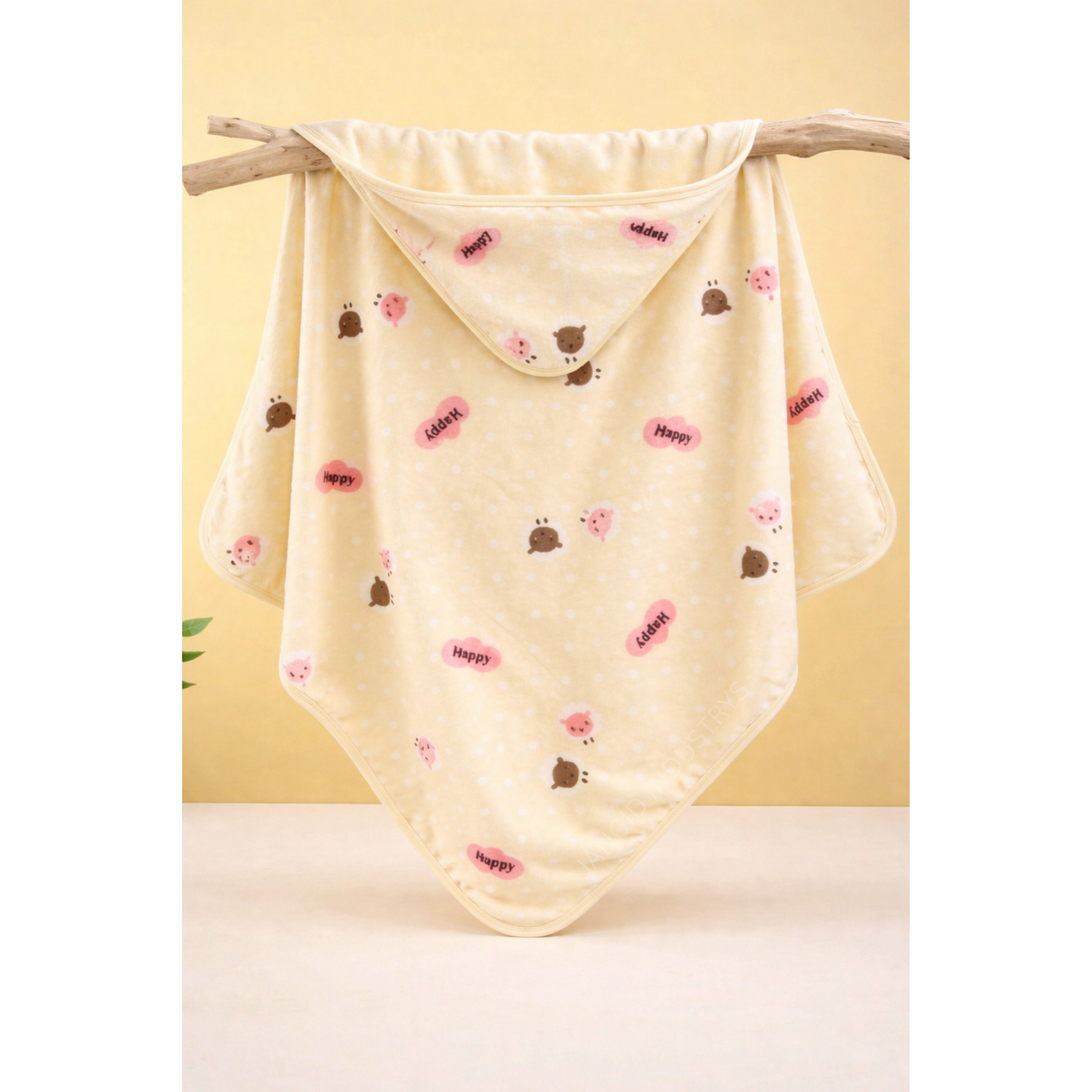 JANGID INDUSTRYS™ Buttery Yellow Marble Print HappyHood Baby Bath Towel