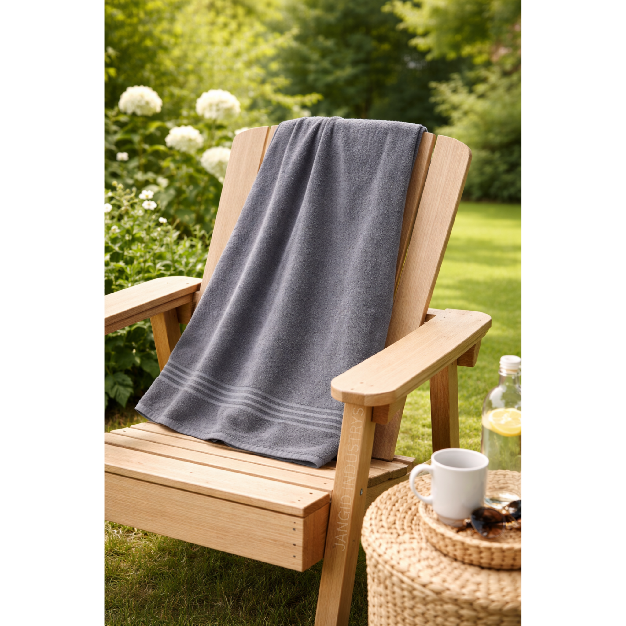 JANGID INDUSTRYS™ Grey Cotton Terry Ultrasoft and Durable Solid Black 400 GSM Bath Towel