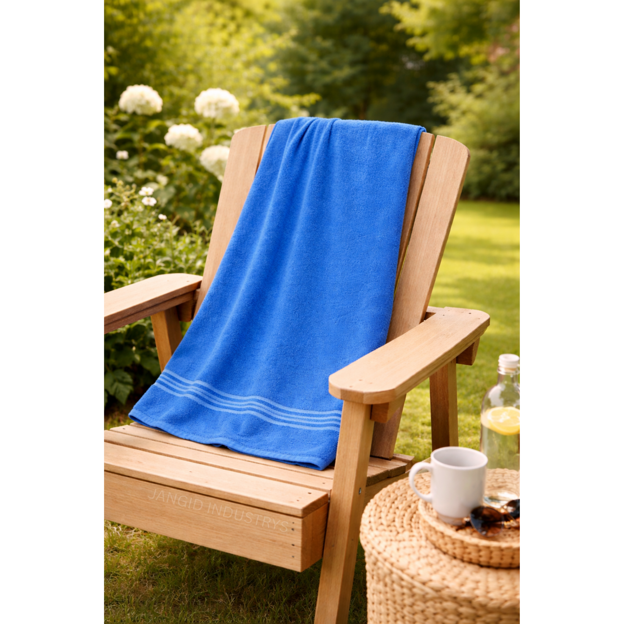 JANGID INDUSTRYS™ Blue Cotton Terry Ultrasoft and Durable Solid Beige 400 GSM Bath Towel