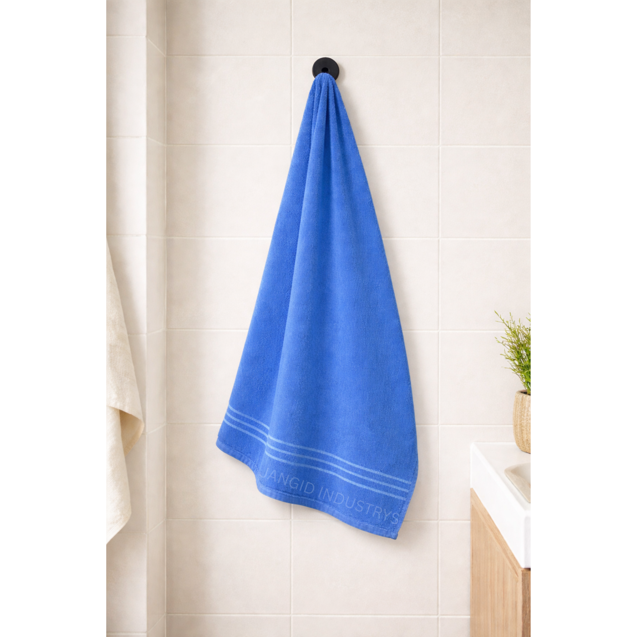 JANGID INDUSTRYS™ Blue Cotton Terry Ultrasoft and Durable Solid Beige 400 GSM Bath Towel